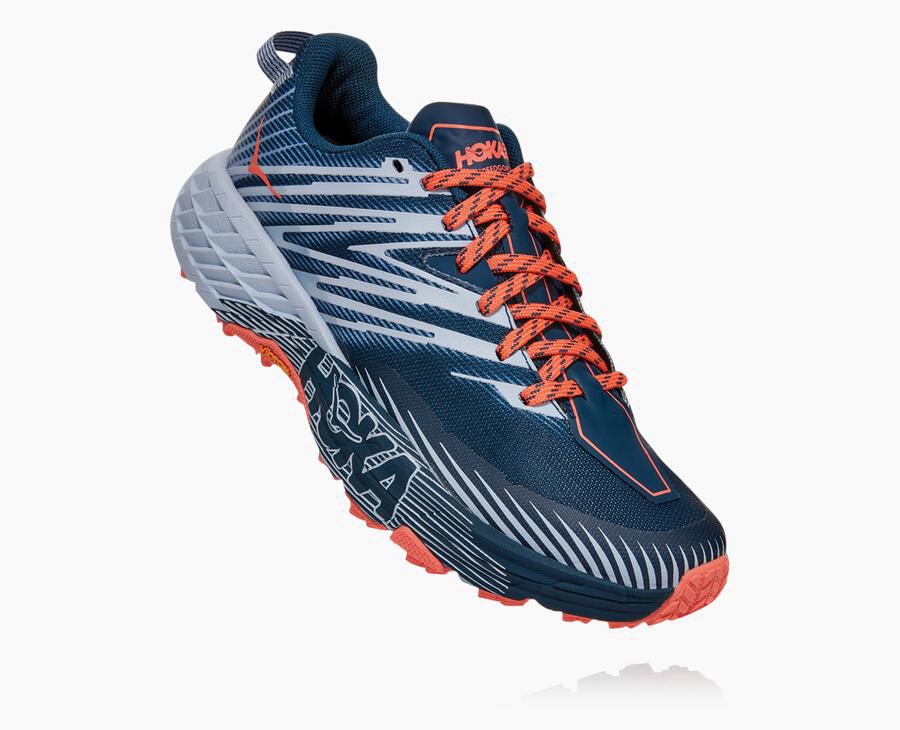 Tenis Trail Hoka One One Feminino Azul Marinho/Branco - Speedgoat 4 - 782-QUJRHC